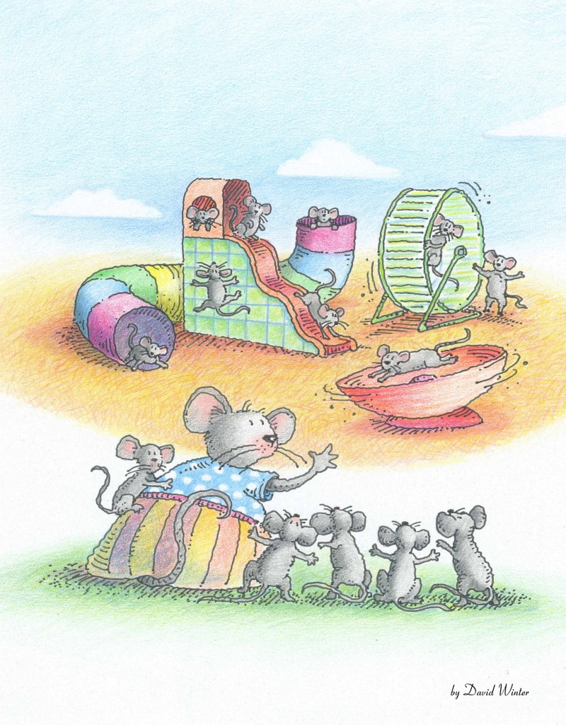 Illustration: David Winter depicts mice on a play-ground.